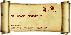 Milovan Makár névjegykártya